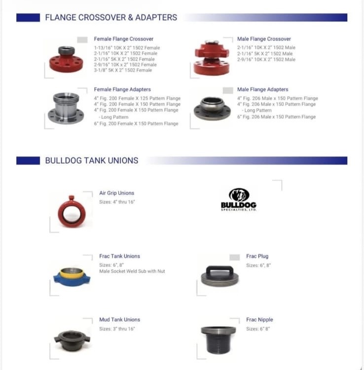 Flange crossover & adapters / Bulldog tank unions